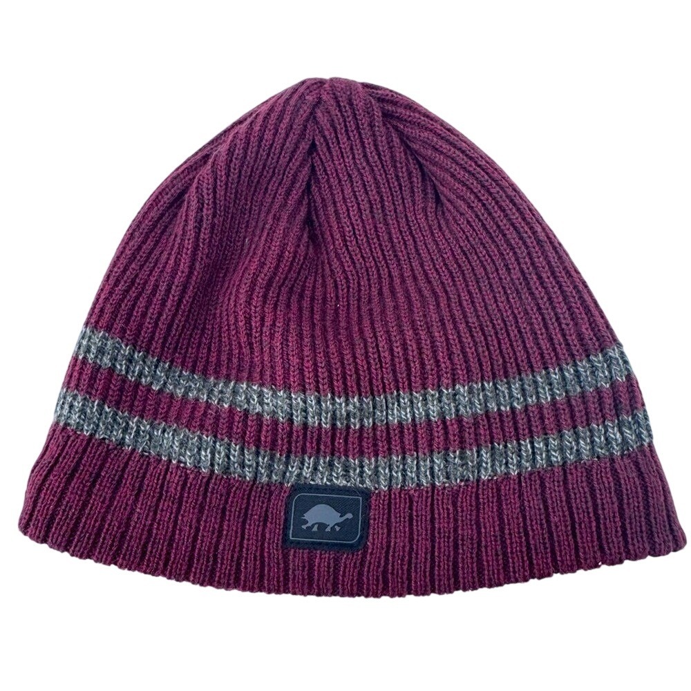 Turtle Fur Burgundy and Gray Wool Blend Beanie‎ - Unisex - Small / Medium